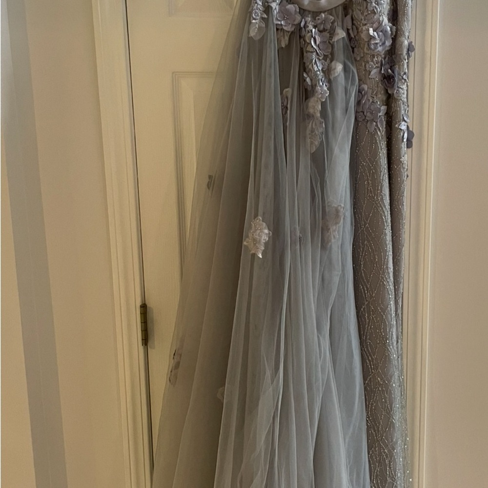 Portia and Scarlett Gray Floral Prom Dress